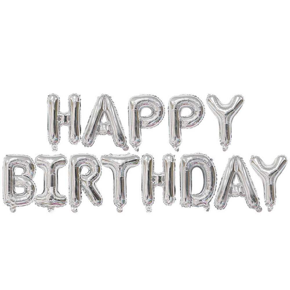 Happy Birthday Foil Balloons Silver Febu