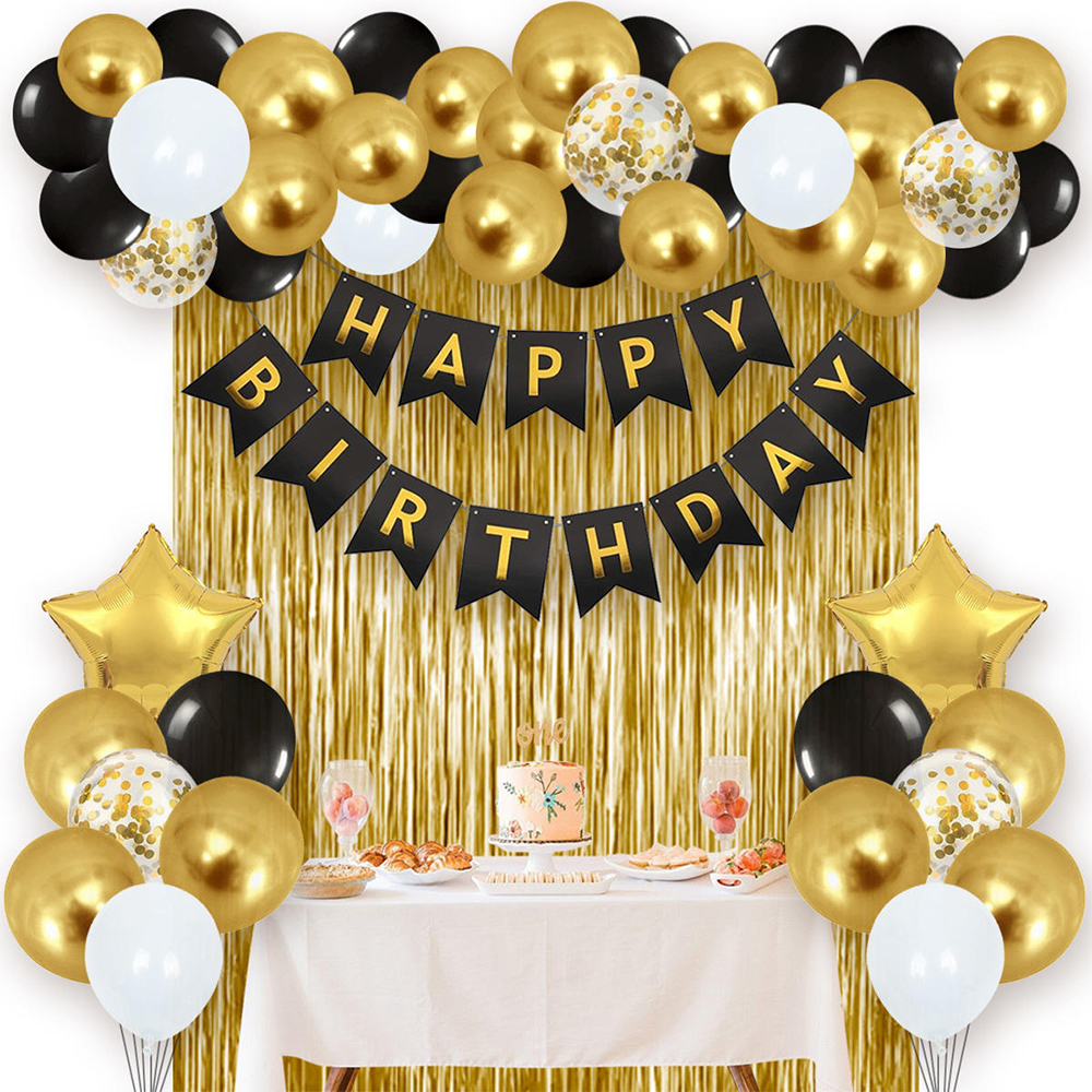 Classic Birthday Decoration Kit Golden Black